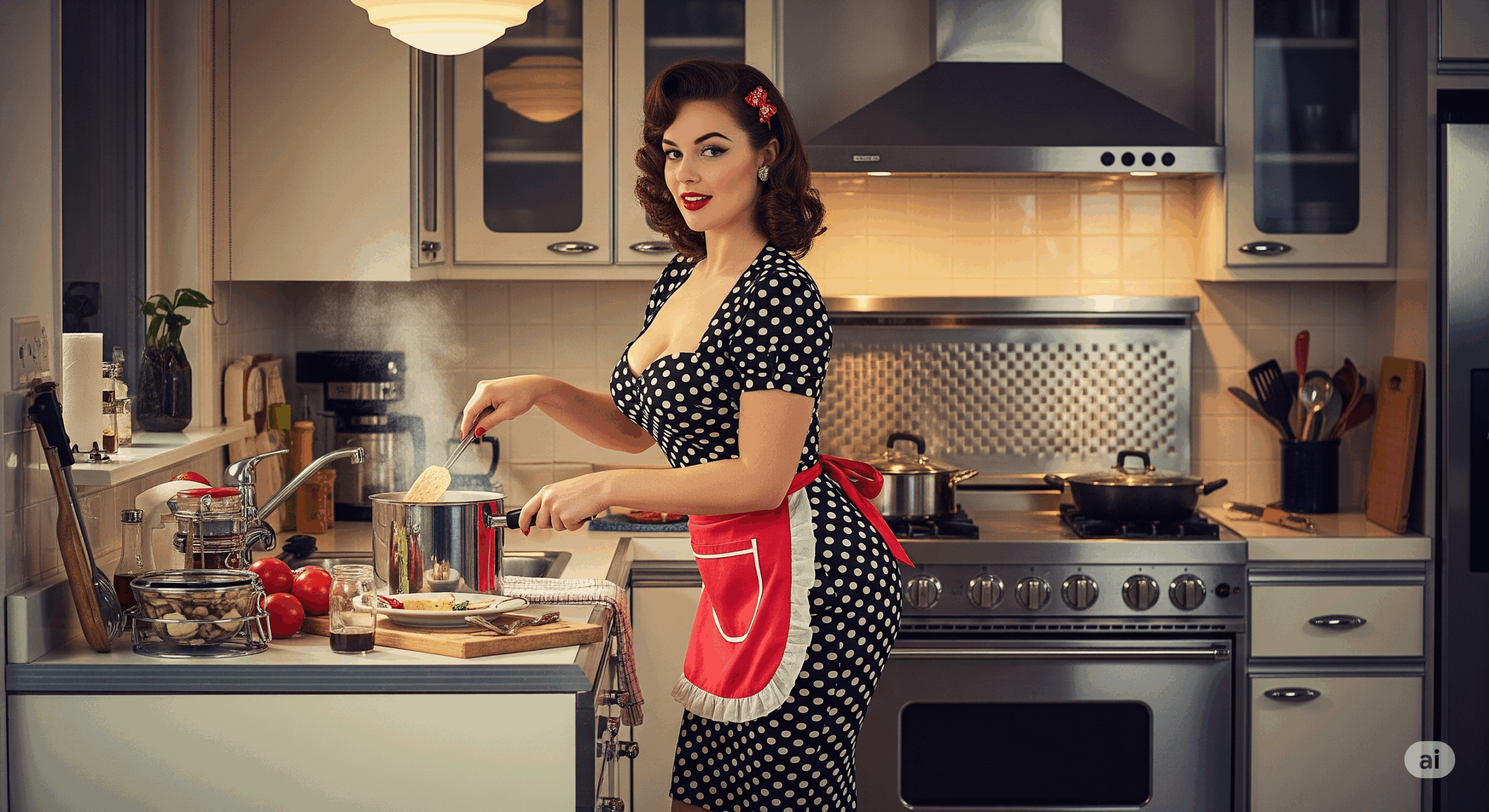 A tradwife in the kitchen
